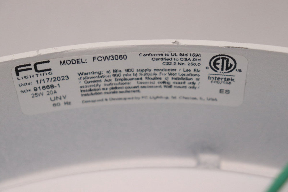 FC Lighting Flourescent Fixture Mount White 110V FCW3060