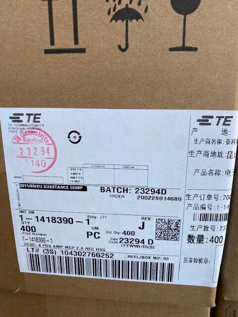 (CASE OF 400) TE 1-1418390-1, HDSCS, Conn RCPT Housing, Black