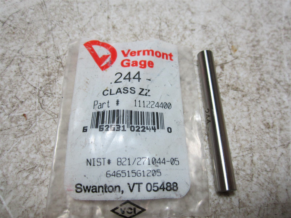Vermont Gage (111224400) 0.244 Diameter Class ZZ Pin Gage