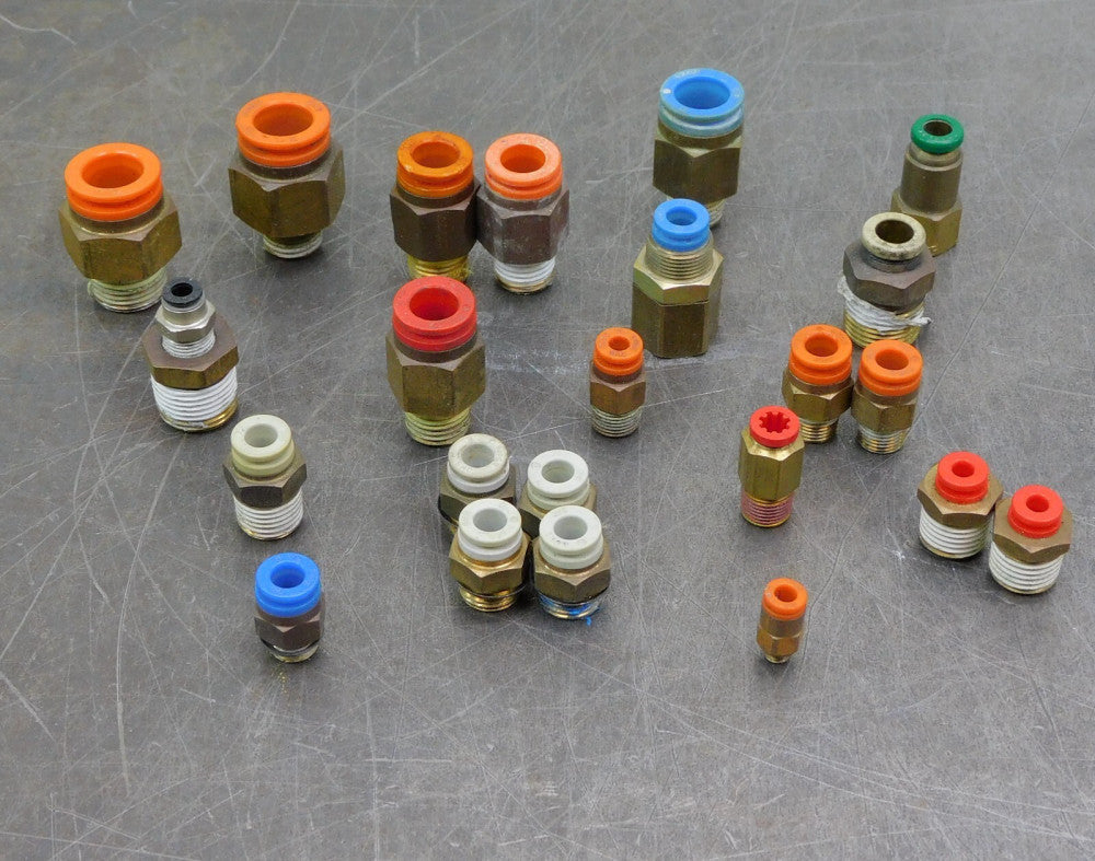 Lot of Twenty-Three (23) Straight Brass Push-to-Connect x NPT Connect Fittings