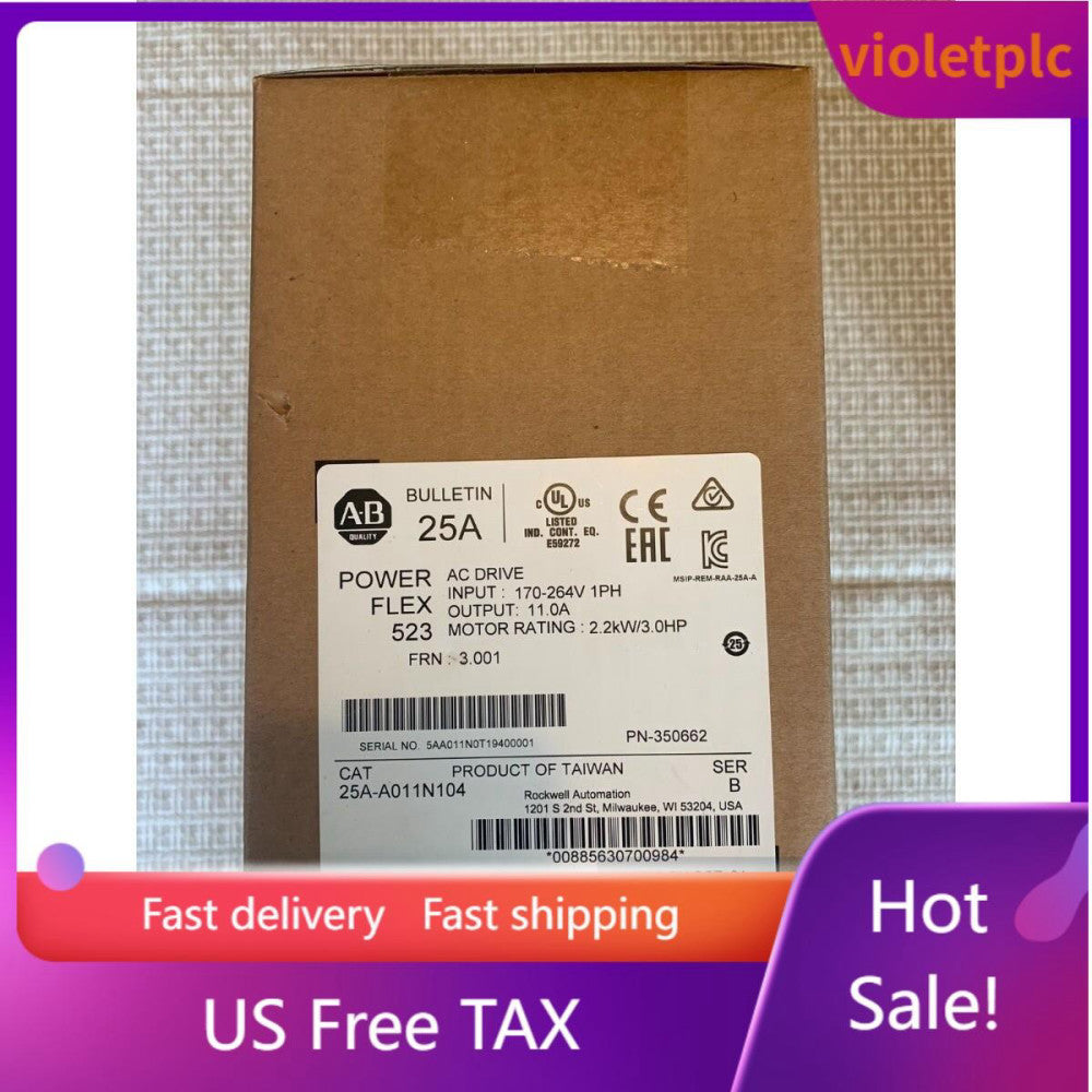 AB 25A-A011N104 Powerflex 523 AC Drive 2.2 kW 3 Hp Normal Duty 240 VAC 1 Phase