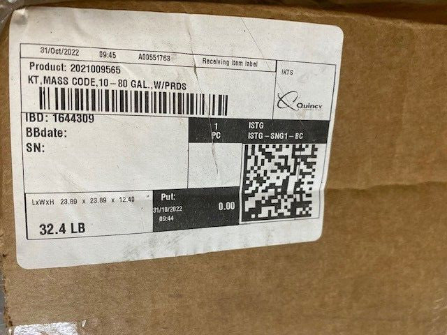 QUINCY 2021009565 KIT, MASS CODE, 10-80 GAL., W/PRDS. (OEM)