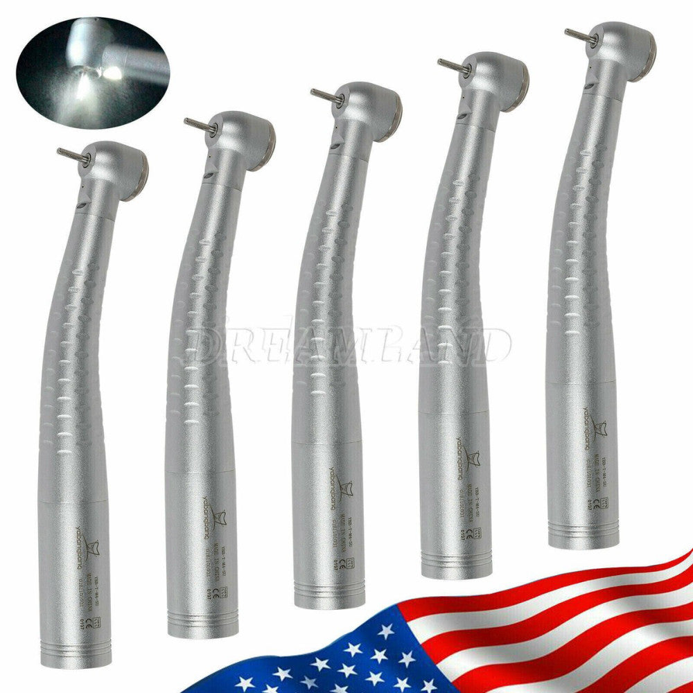 5*Dental High Speed Fiber Optic LED Turbine Handpiece Fit KaV 4Hole/6H Coupling