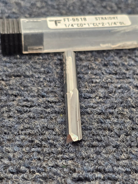 (QTY 2) Foos FT-9518 Carbide Drill Straight Flute 1/4" CD, 1" CL, 2-1/4" OL