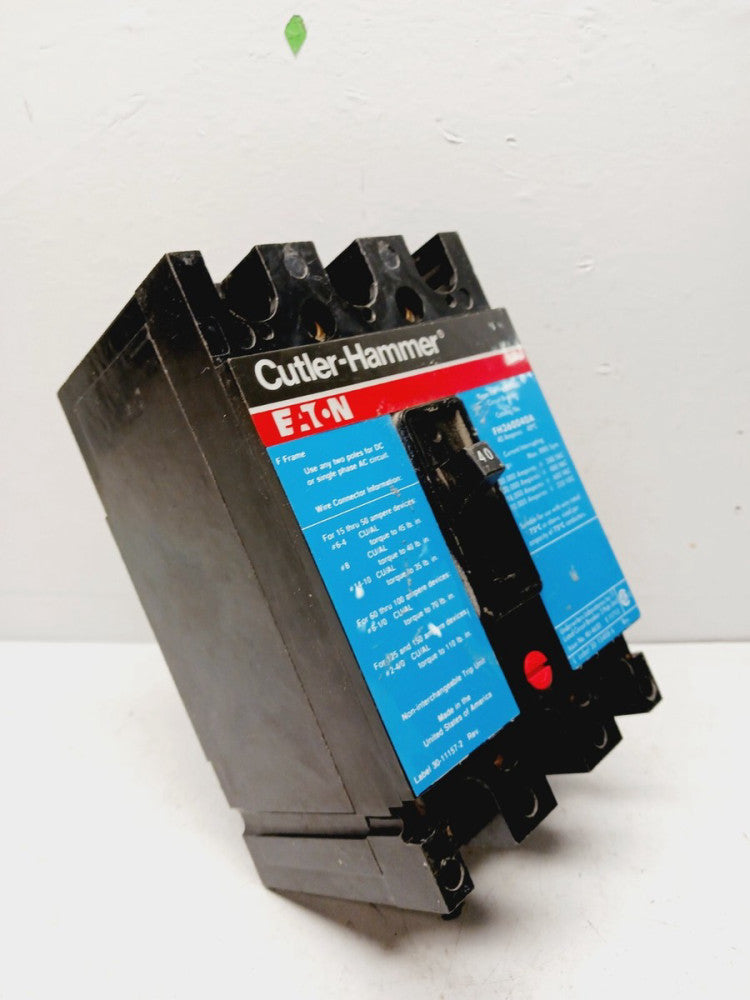CUTLER-HAMMER FH360040A 40 AMP CIRCUIT BREAKER 3 POLE 600 VAC