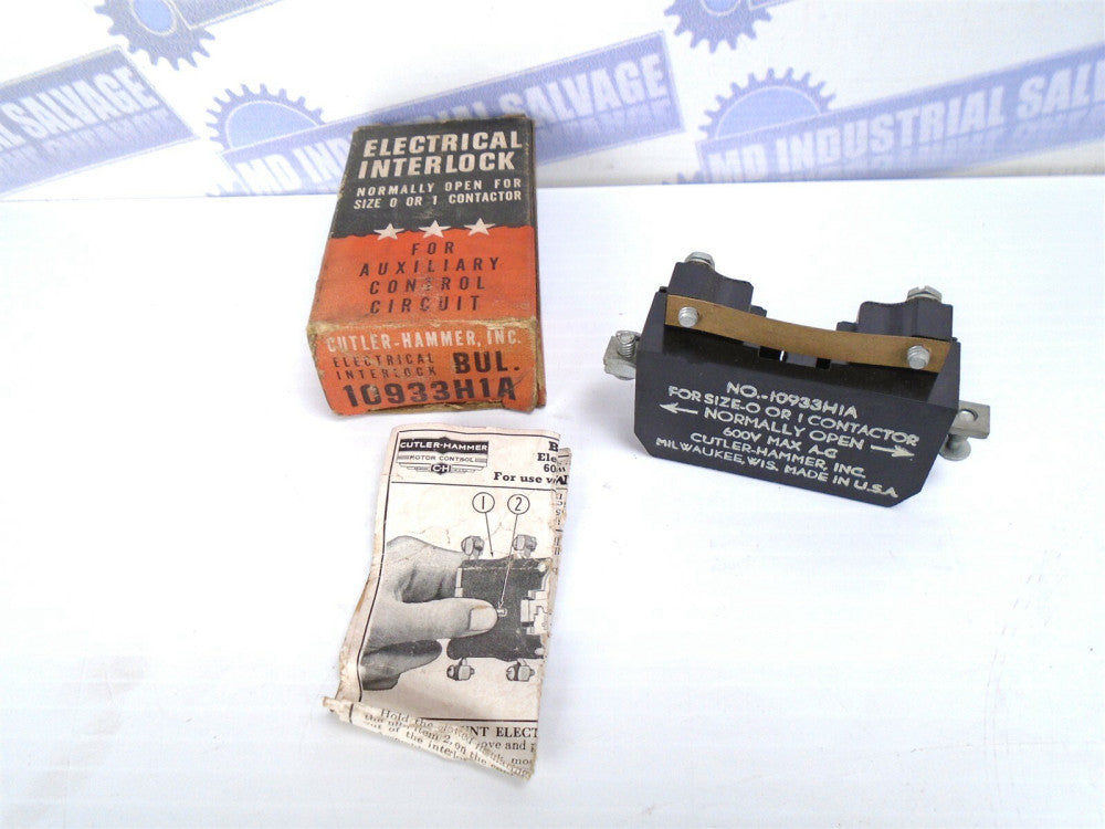 (NEW) 10933H1A Cutler-Hammer ELECTRICAL INTERLOCK N.C. & N.C. 600V Sz 0/1
