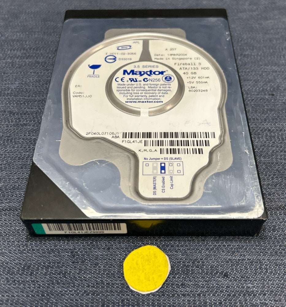 MAXTOR HARD DRIVE  MODEL: E-H011-02-3056 40GB 3.5 SERIES