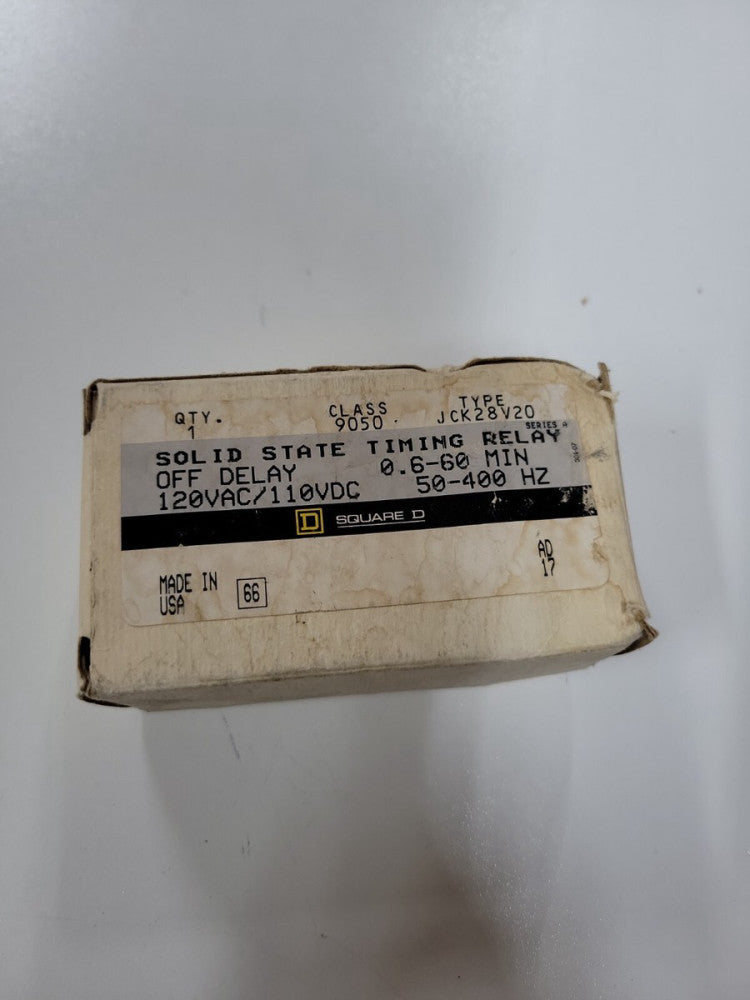 New Old Stock! Square D 9050JCK28V20 Solid State Time Delay Relay