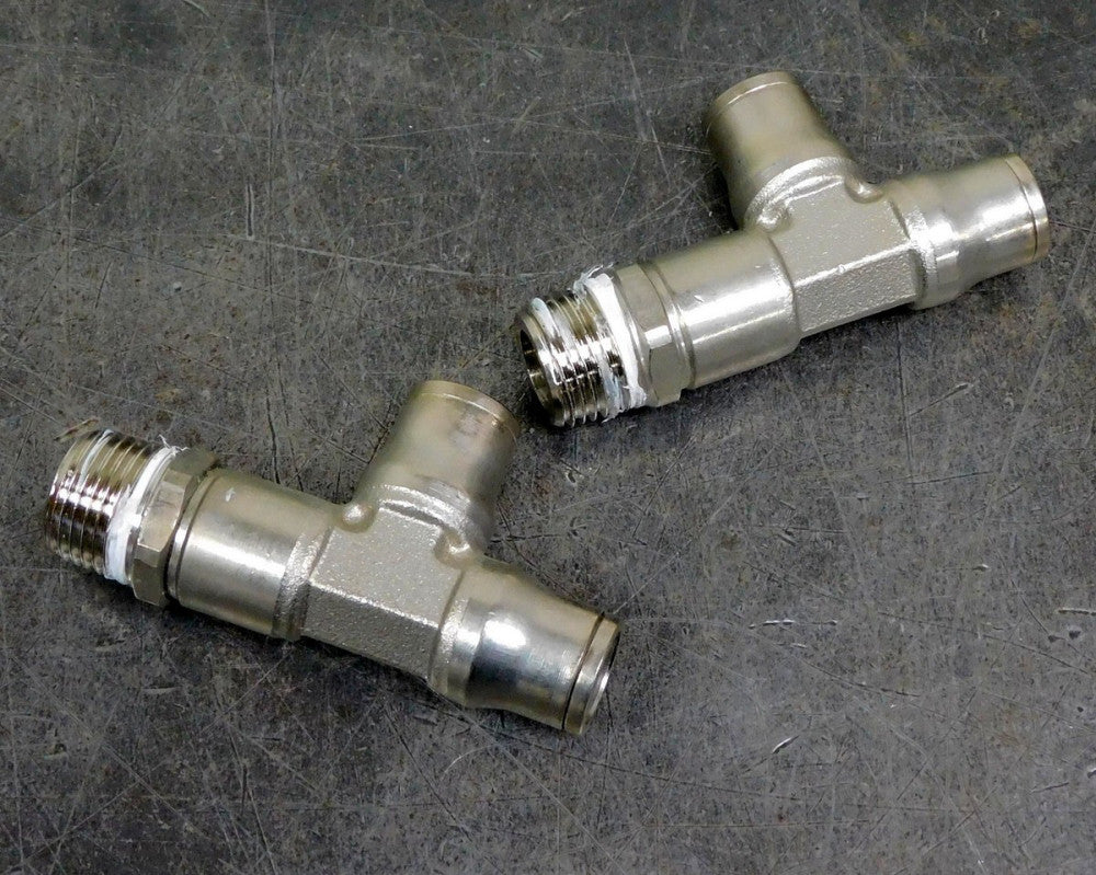 LEGRIS Nickel Plated Brass Push-To-Connect Union Tee 1/2" NPT X 14 MM Lot of (2)