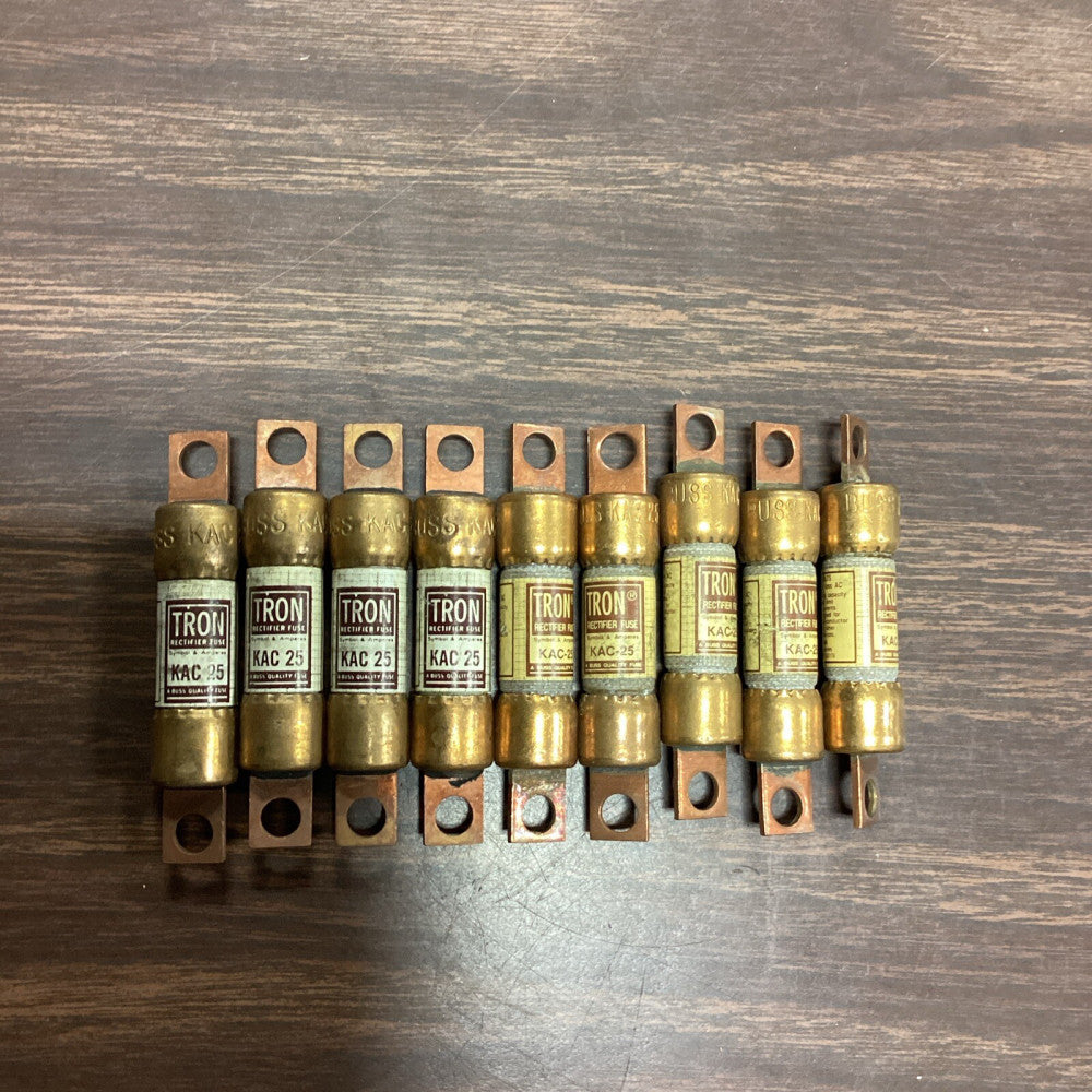 LOT OF 9 BUSSMANN TRON 25A 600V RECTIFIER FUSES KAC-25