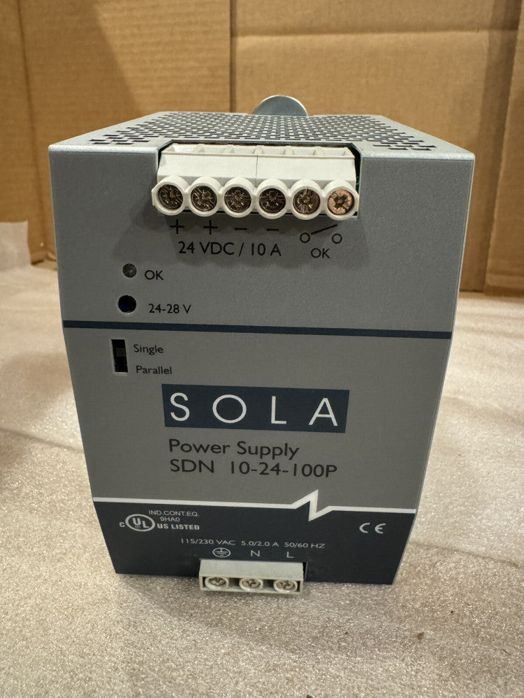 EMERSON SOLA HEVI DUTY SDN10-24-100P AC-DC Conv DIN Rail 1 O/P 240W 10A 24V