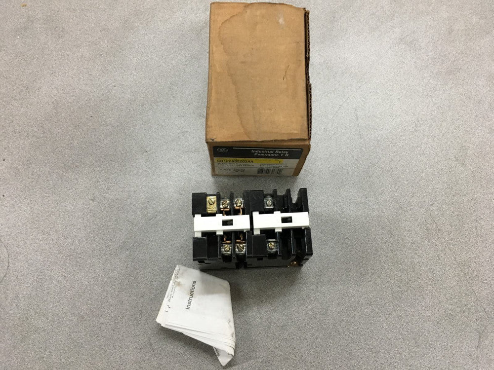 NEW IN BOX GENERAL ELECTRIC PNEUMATIC T.D. INDUSTRIAL RELAY CR122A02203AA