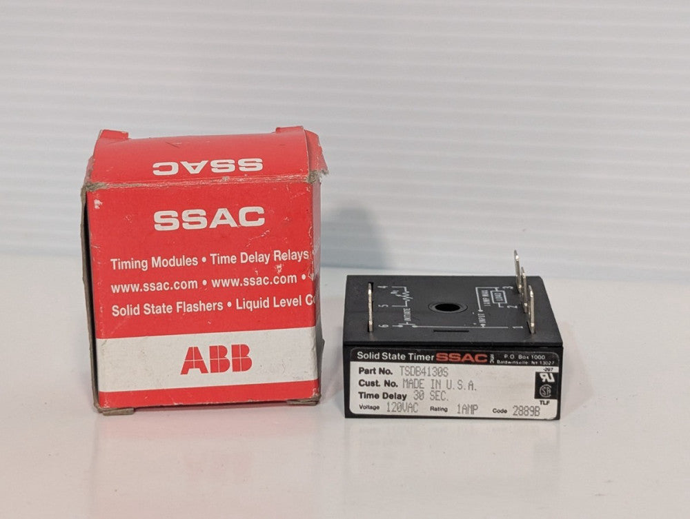 SSAC TSDB4130S solid state timer, 30 sec delay, 120VAC 1A, with box as shown