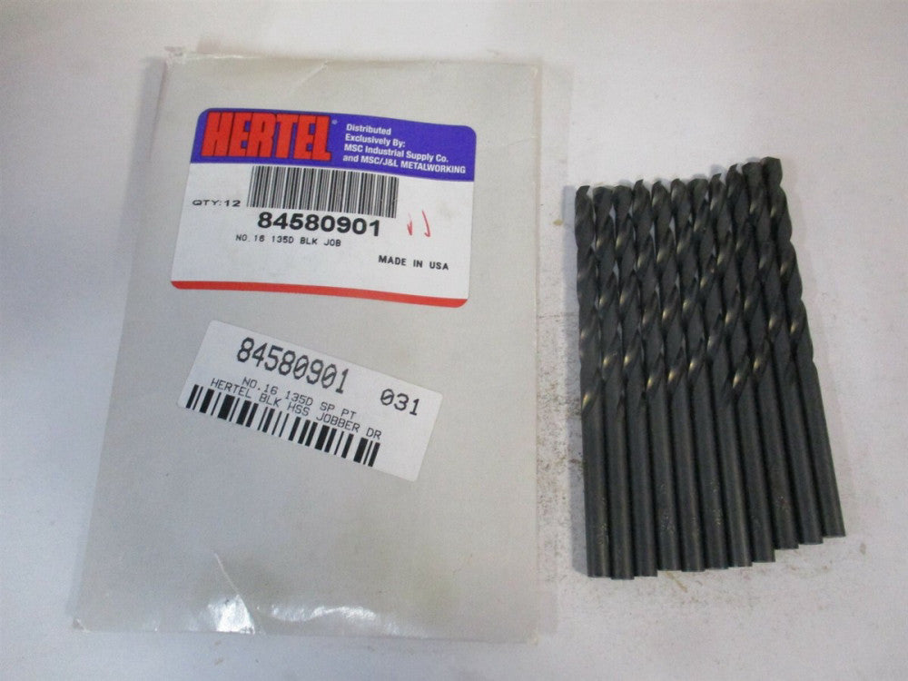 (84580901) #16 135° 2-3/16" x 3-3/8" OAL High Speed Steel Jobber Drill - Qty 10