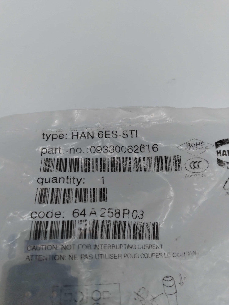 NEW Harting HAN-6ES-STI Rectangular Connector Insert 09330062616 
