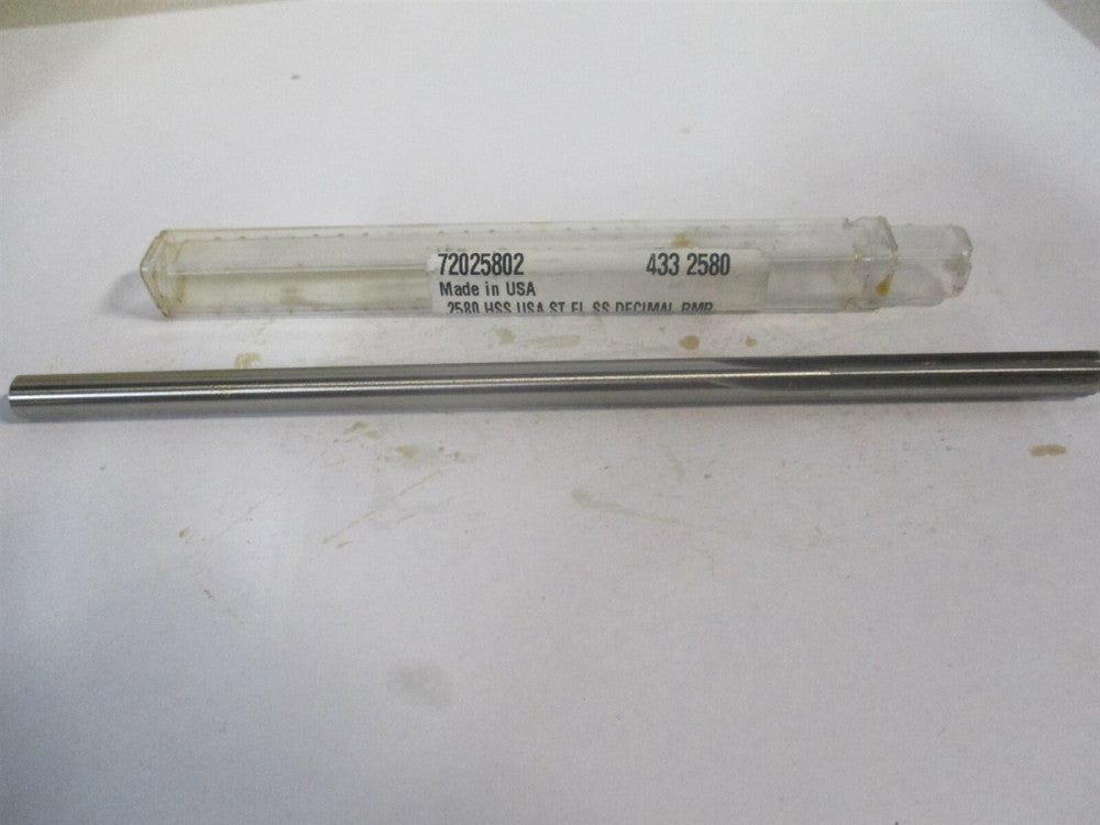 (433-0.2580) 0.258" x 1-1/2" x 6" OAL 6-Flute Straight Shank HSS Chucking Reamer