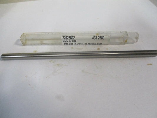 (433-0.2580) 0.258" x 1-1/2" x 6" OAL 6-Flute Straight Shank HSS Chucking Reamer