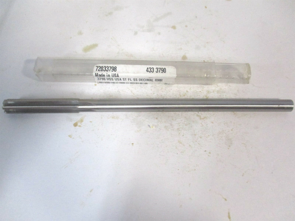 (433-0.3790) 0.379" x 1-3/4" x 7" OAL 6-Flute Straight Shank HSS Chucking Reamer