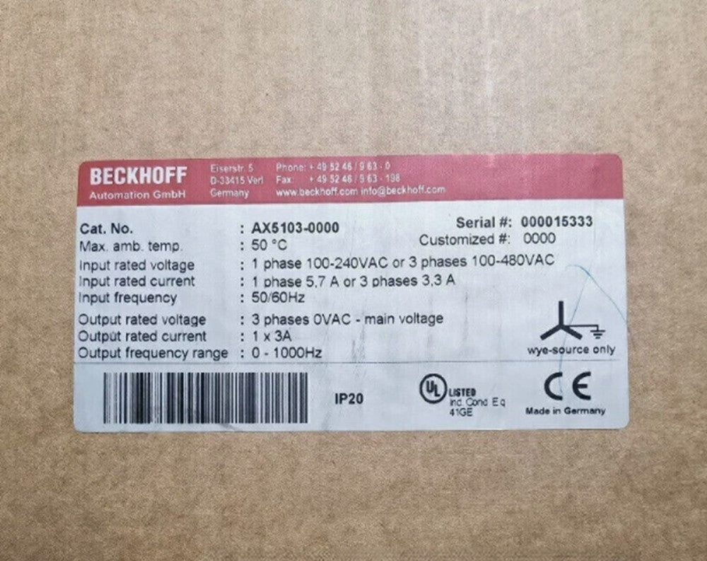 One Brand New BECKHOFF AX5103-0000 Servo Drive