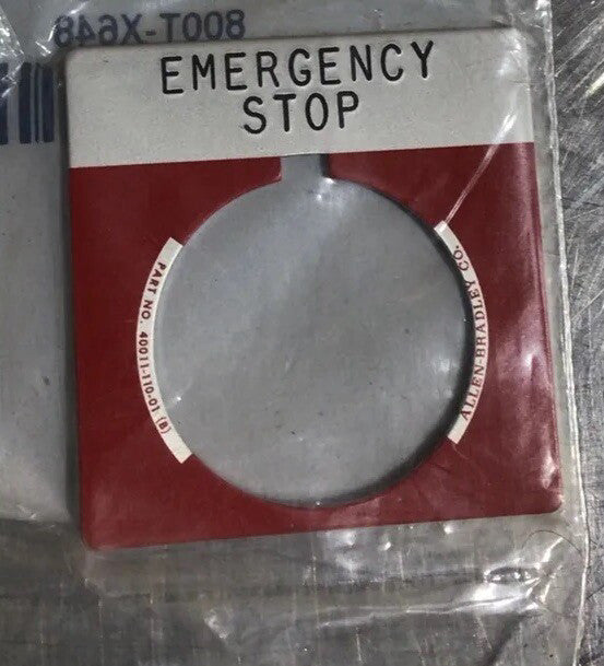 Allen-Bradley 800T-X648 Ser. A Legend Plate Emergency Stop Nos Surplus