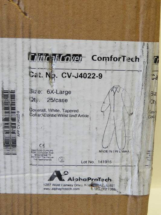 25 Critical Cover ComforTech Coveralls 6XL w/ Elastic Wrist and Ankle Alpha Pro