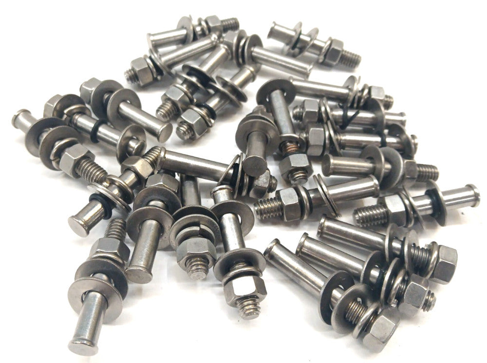AXEL PIN 5/16-18 X 1-7/8 STAINLESS STEEL W/5/16 NUT WASHER AND O-RING  LOT OF 25