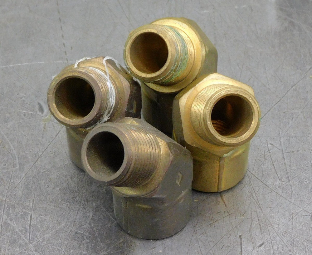 Brass Elbow Fitting 45° 1/2" NPT Male x Female Lot of Four (4)