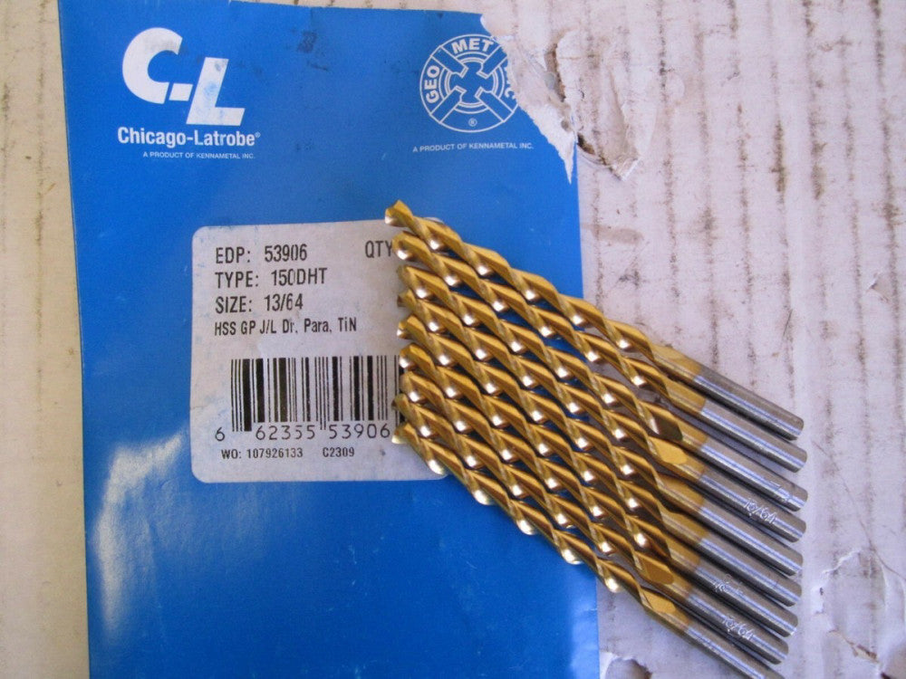 Chicago-Latrobe Series: 150DHT Size: 13/64"Jobber Length Drill Bits - Lot of 9 