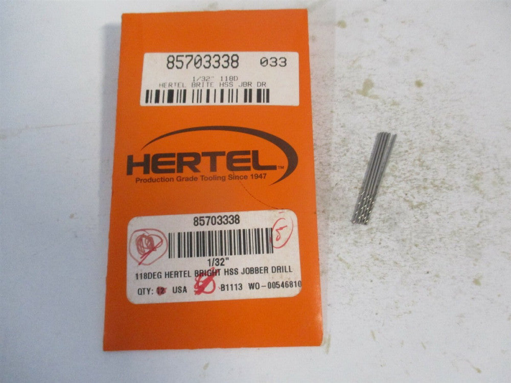 (85703338) 1/32" x 1-3/8" OAL 118° High Speed Steel Jobber Drill - Pack of 5