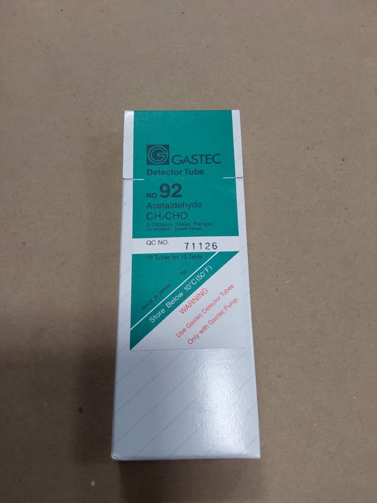 GASTEC DETECTOR TUBE NO. 92 Acetaldehyde, Box Of 10