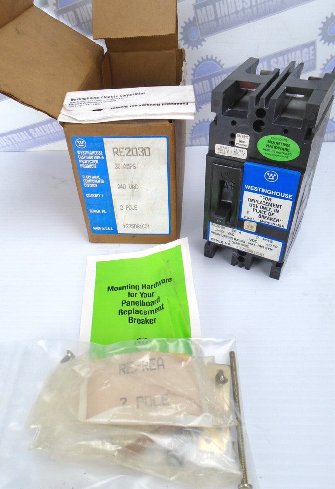 Westinghouse 2 Pole, 30 Amp, 240V RE CIRCUIT BREAKER - RE2030 - (NEW in BOX)