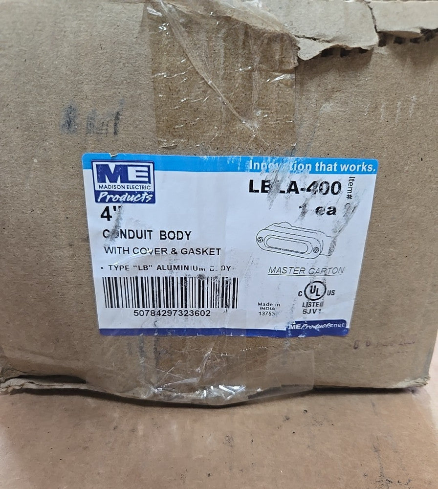 MADISON ELECTRIC LBLA-400 / LBLA400 4 inch alum. LB W/cover/gasket