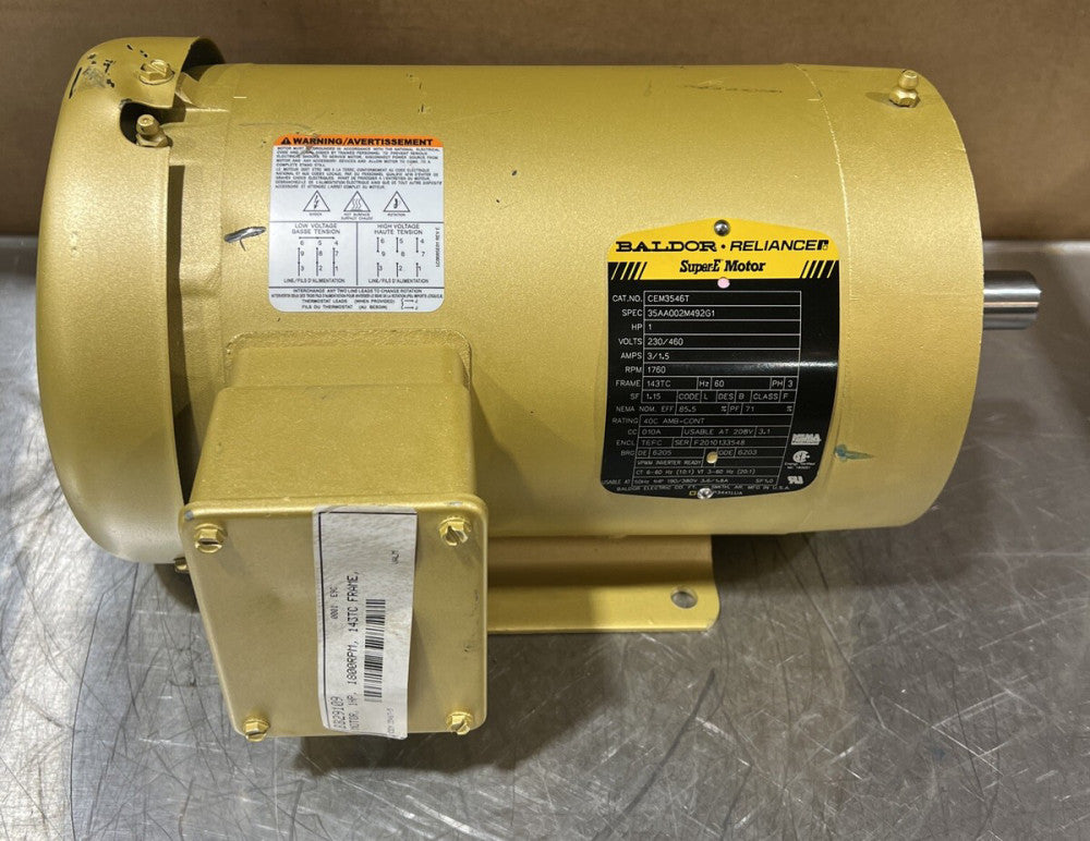 BALDOR CEM3546T INDUSTRIAL MOTOR 1 HP 230/460V 1760 RPM Nos Surplus