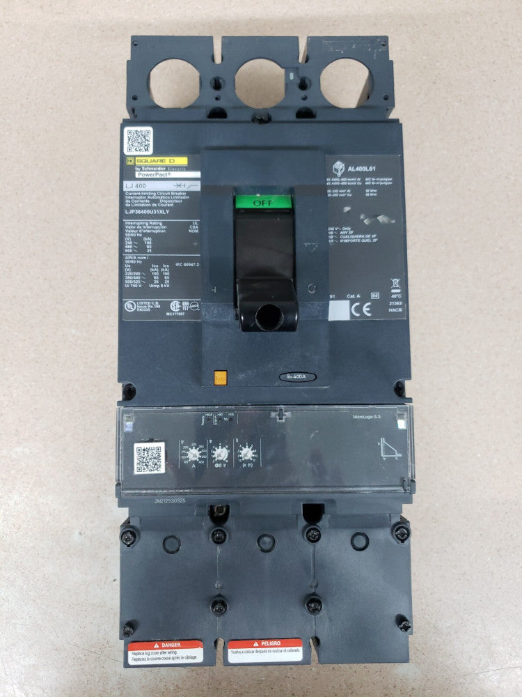 1 SQUARE D LJP36400U31XLY 3 POLE 400 AMP 600VAC, 25kA PowerPact  NOS