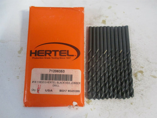 (71206353) #18 2-1/8" x 3-1/4" OAL 118° High Speed Steel Jobber Drill - Qty 11
