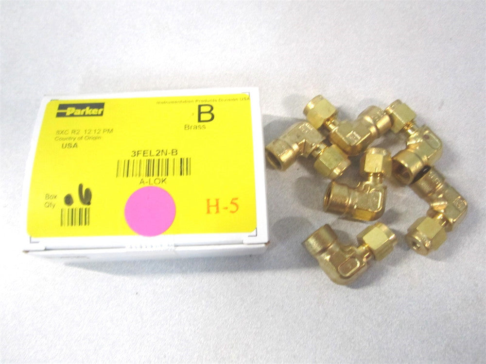 Parker (3FEL2N-B) 3/16" x 1/8" Brass A-LOK Inch Tube NPT Female Elbow - Qty 6