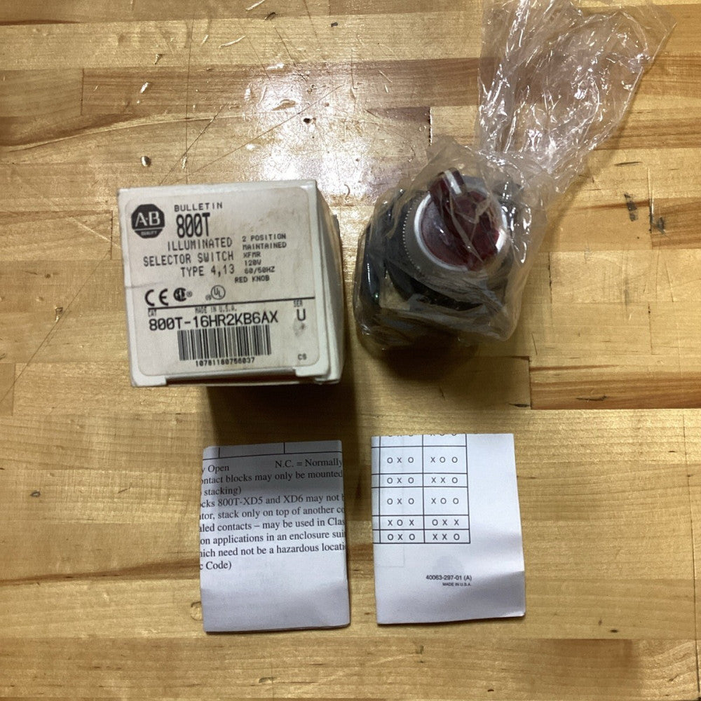 Allen Bradley 800T-16HR2KB6AX Illuminated Red Selector Switch G59