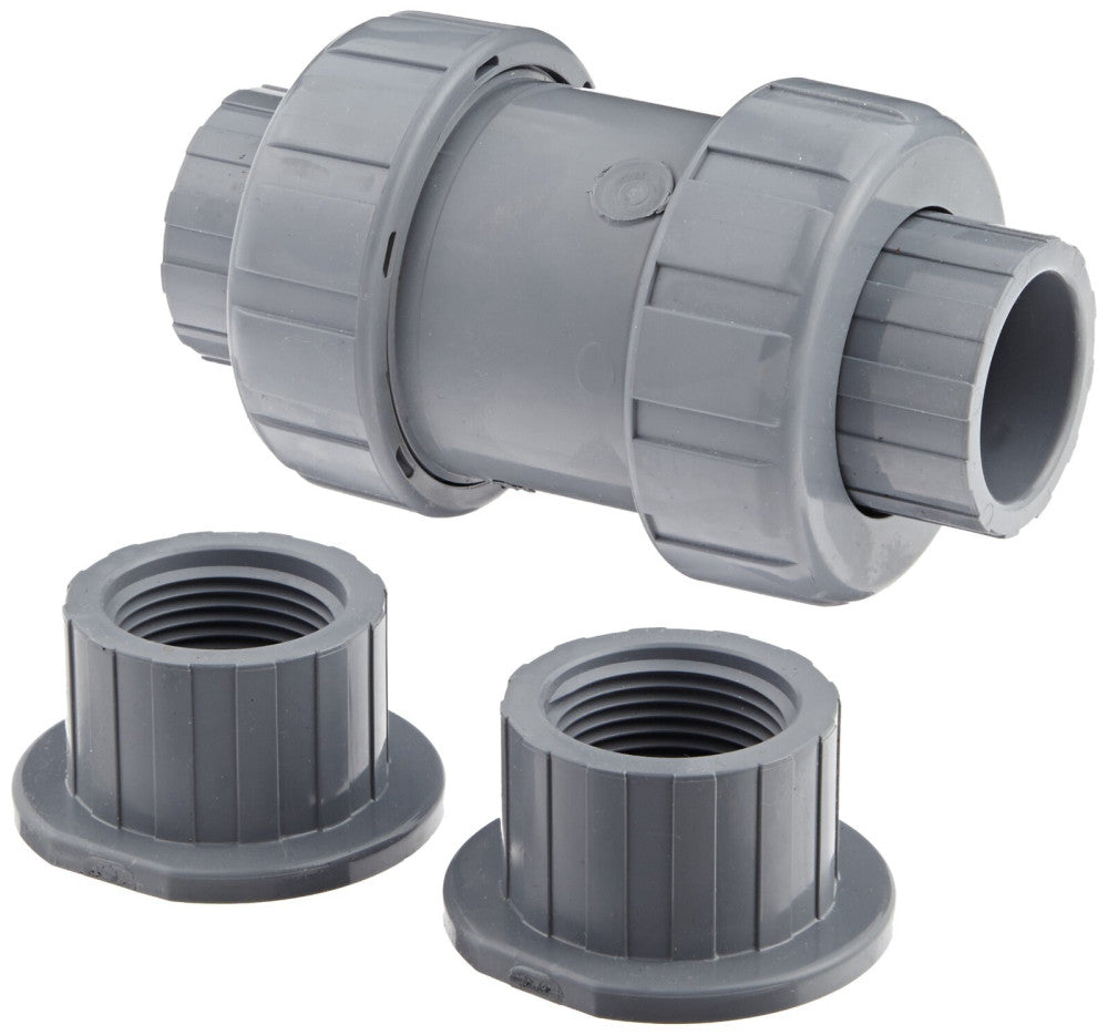 Hayward TC20100ST 1" True Union Ball Check Valve, Socket/Threaded End, CPVC