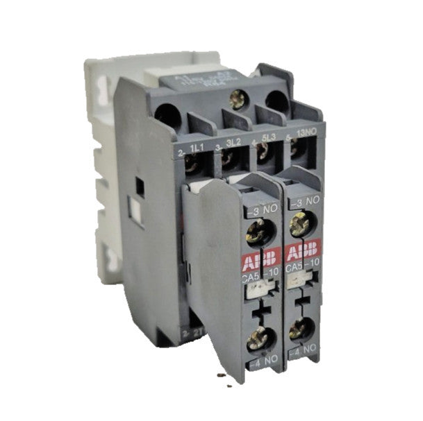 ABB NON-REVERSING CONTACTOR A9-30-10 , 1000 VAC, 26 AMP MAX,CA5-10 CONTACT BLOCK