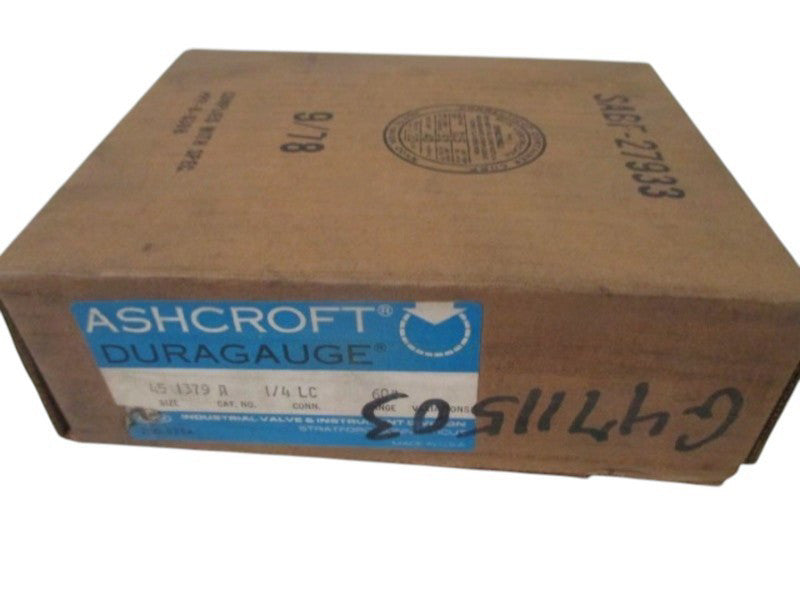 ASHCROFT 451379A1/4LC-60# DURAGAUGE 0-60 PSI  NSMP