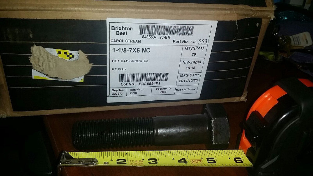 20 Brighton Best 1-1/8-7 x 5" Grade 5 Hex Head Cap Screw Plain Medium Carbon
