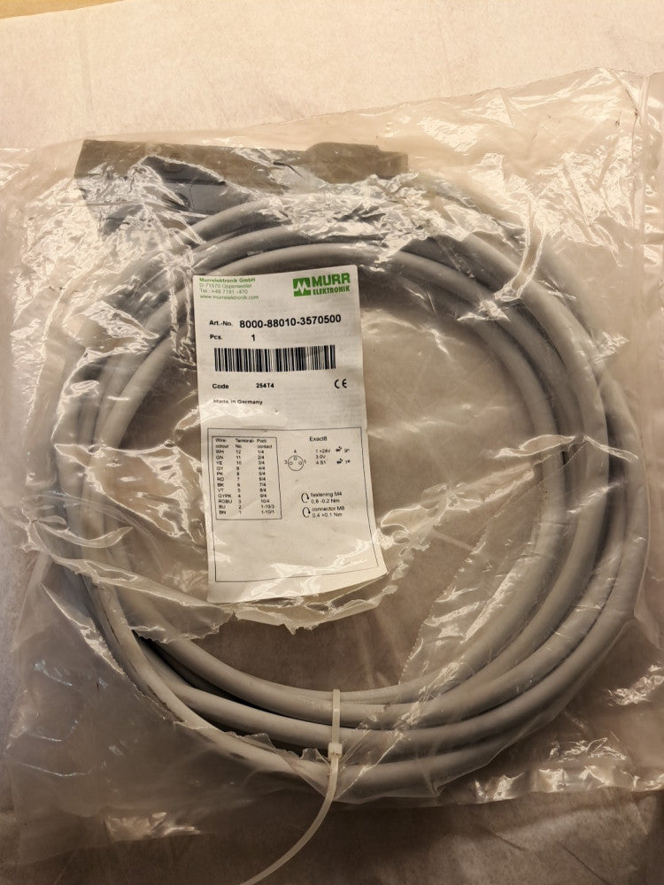Murr 8000-88010-3570500 Pre-Wired Cable 8 Port 3 Pin M8 24VDC 8A IP65, IP67