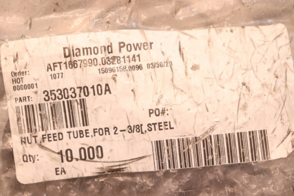 (10-Pk) Diamond Power Nut Feed Tube Steel for 2-3/8" 353037010A