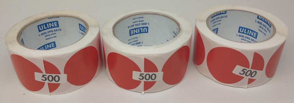 ULINE S-1176Red Blank Inventory Circle Labels Red 2" (Pack of 1500)