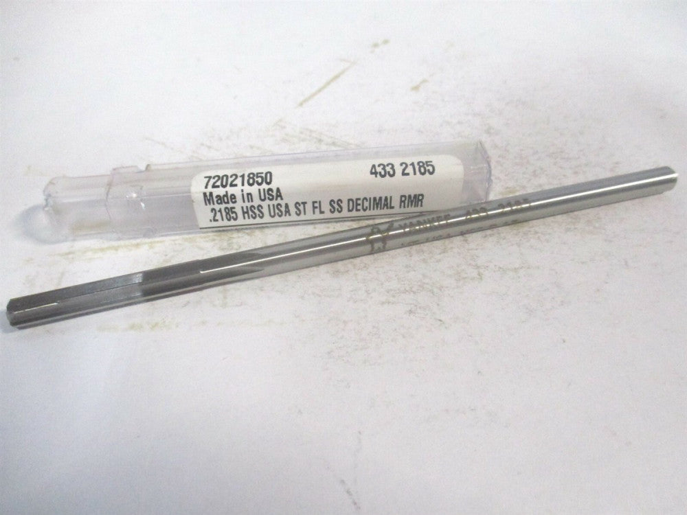 (433-0.2185) 0.2185" x 1-1/4" x 5" OAL 6-Flute Straight HSS RH Chucking Reamer 