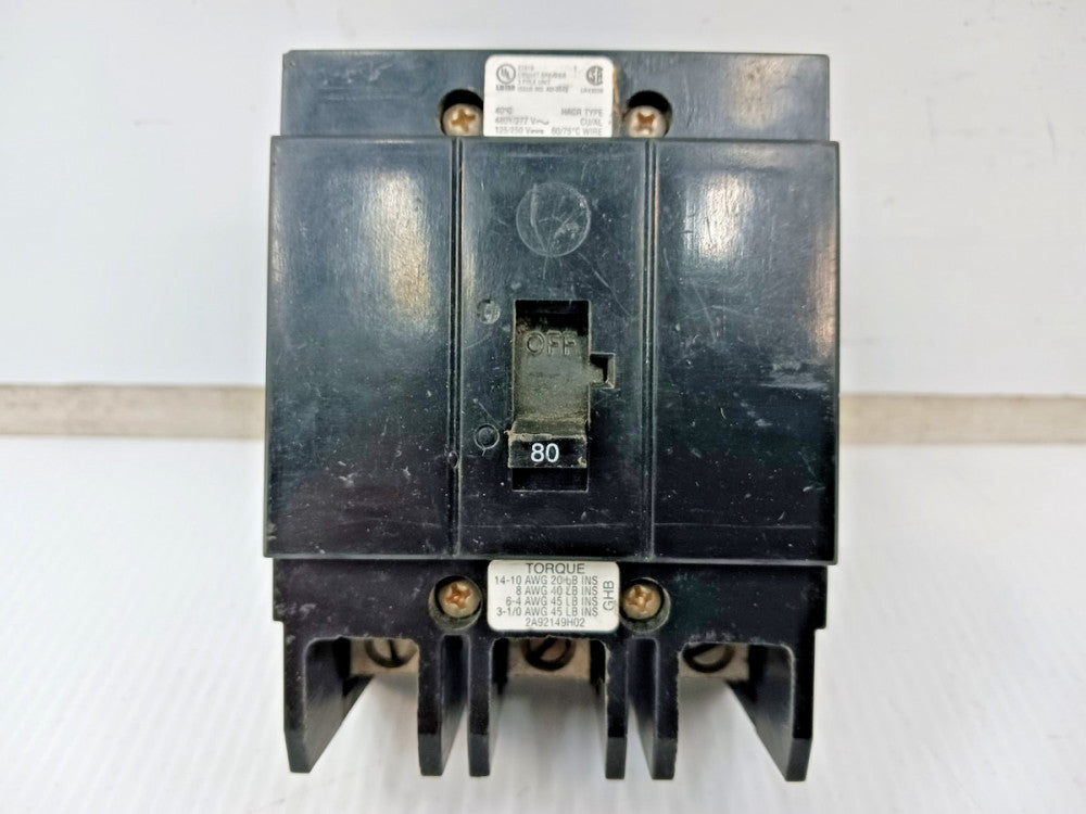 Cutler Hammer 80 Amp Bolt-On Circuit Breaker 3 Pole 480Y/277 VAC 65kA GHB3080