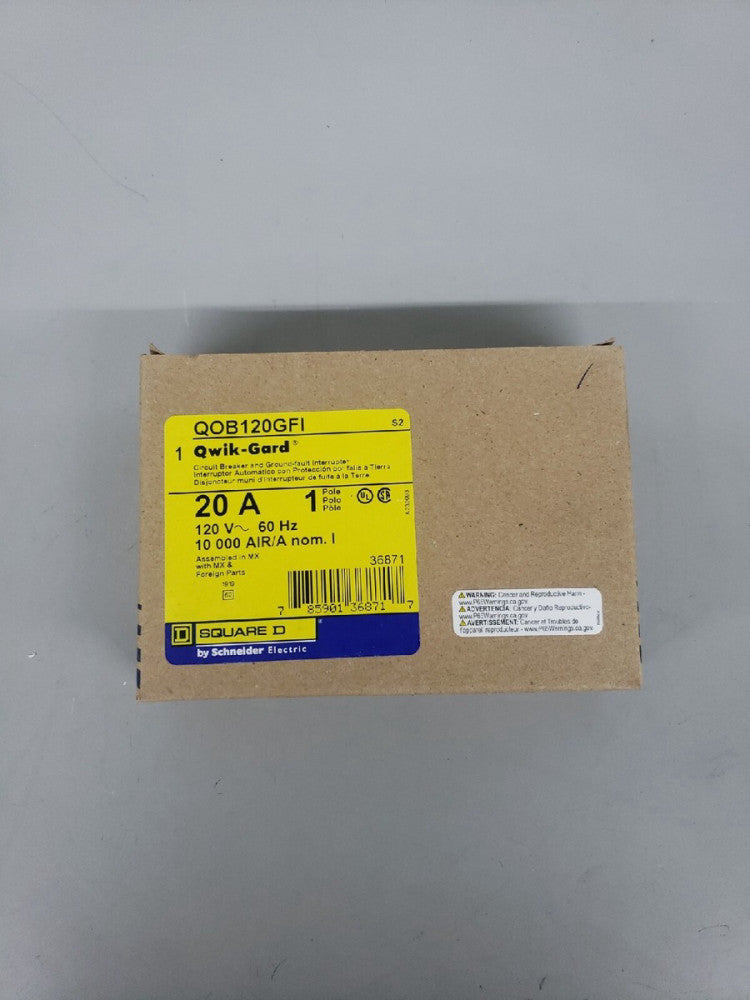 1) New in Box! Square D QOB120GFI 20A Single Pole Circuit Breaker W#