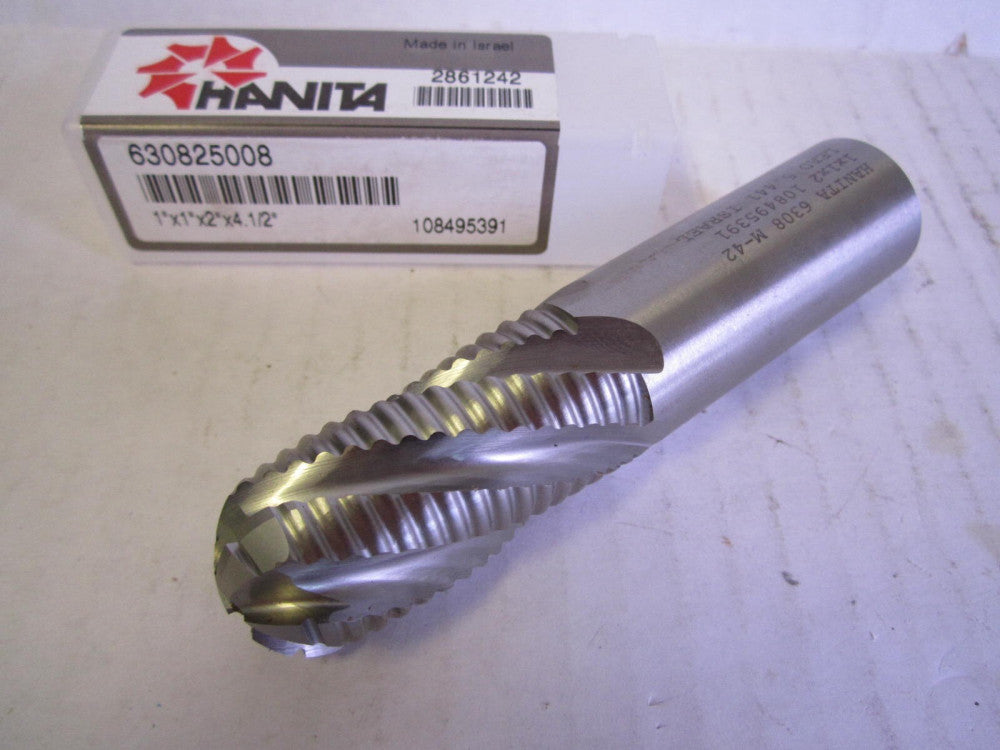 Hanita (630825008) 1 x 1 x 2 x 4-1/2" Ball End Roughing HSS 5-Flute Endmill New