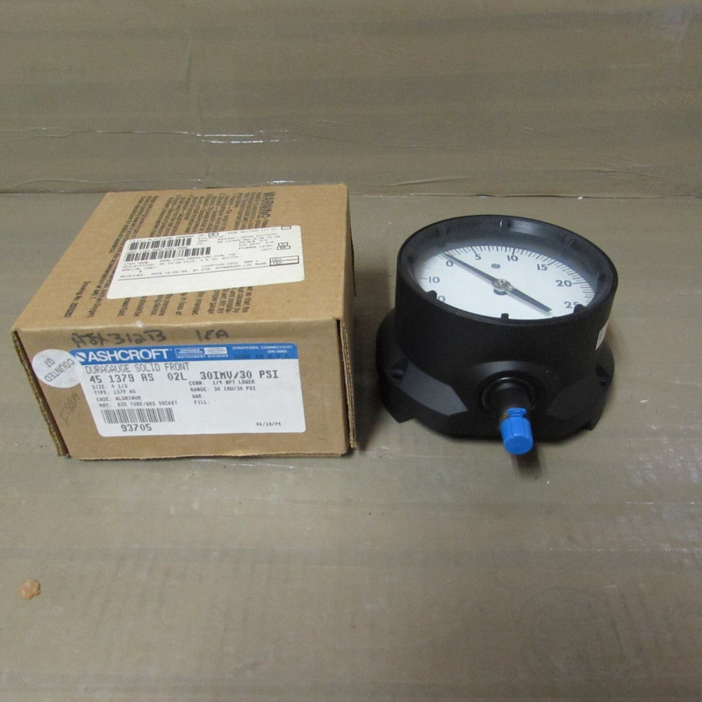 ASHCROFT, 451379AS02L, 4.5" DURAGUAGE, 30IMV/30PSI PRES. GUAGE, NIB! MAKE OFFER!