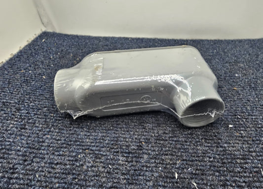 (QTY 2) 1” LB Conduit Elbow Body With 1" Cover Gray